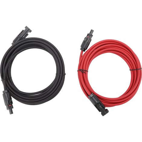 Câble d'extension pour panneau solaire photovoltaïque noir et rouge avec connecteurs mâle et femelle, 5 m (1/5)