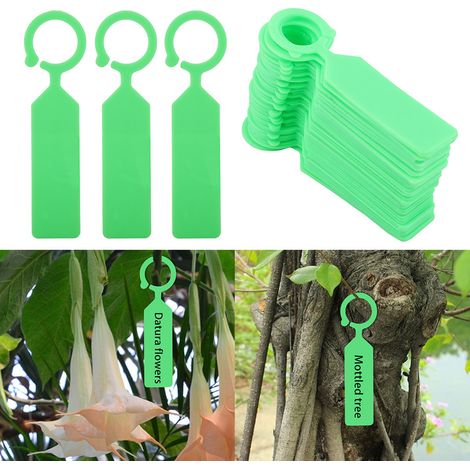 100 étiquettes suspendues en plastique vert pour plantes, arbres et pépinière - Décoration de jardin (1/5)