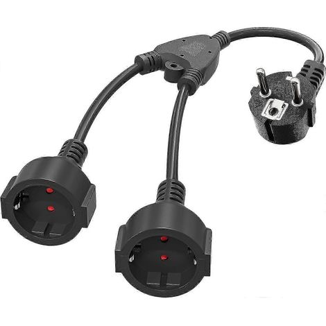 Multiprise double avec câble flexible, 16 A/250 V/3680 W max., adaptateur allemand pour cuisine, bureau, maison, etc. (1/5)