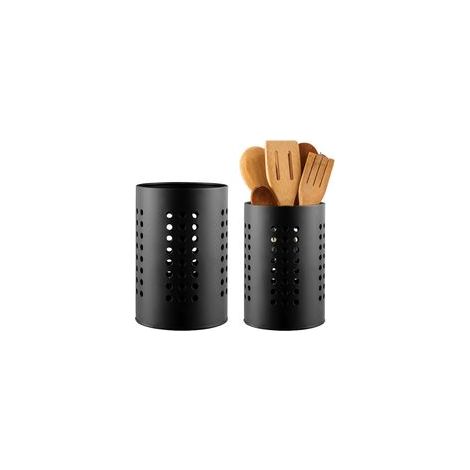 Porte-ustensiles de cuisine, 2 porte-couverts en acier inoxydable Panier à couverts pour organiser les ustensiles de cuisine Rangement pot ustensile , Noir