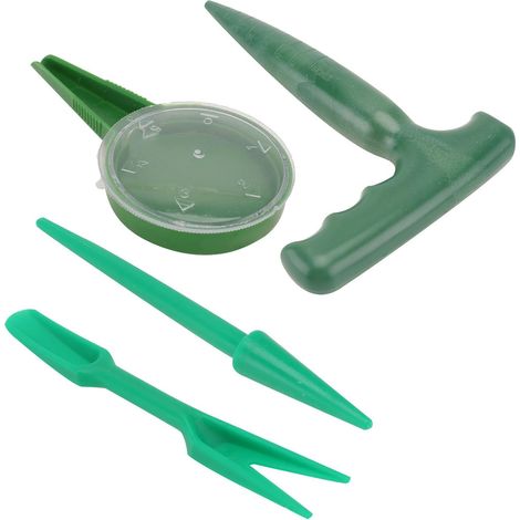 Set de Outils de Jardinage Poignée Ergonomique Lot de 3 en Plastique Vert et Contrôle de Débit à 5 Tailles pour Planter et Semer Facilement (1/5)