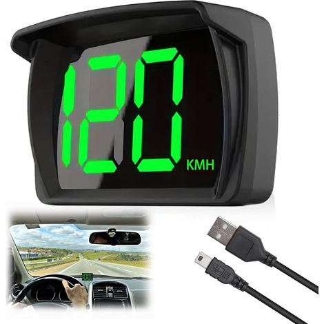 Compteur de vitesse GPS numérique pour voitures, affichage tête haute (km/h), compteur de vitesse en temps réel, convient aux camions, SUV et motos, connexion USB Plug & Play, grande police LED - clai (1/5)