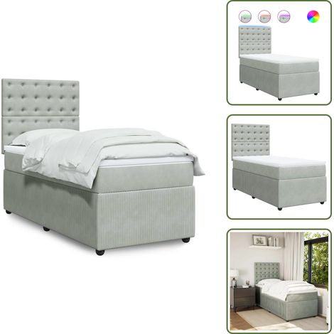 Sommier à lattes de lit et matelas Gris clair 100x200cm Velours - Sommier À Lattes De Lit - Sommiers À Lattes De Lit - Lit - Meuble De Chambre À Coucher (1/5)