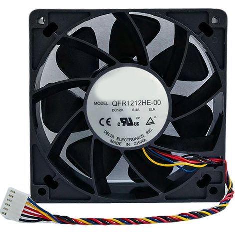 Ventilateur haute performance et haute vitesse QFR1212HE-00 120x120x38mm DC12V 6.4A avec débit d'air élevé (CFM) pour applications industrielles, dissipateur thermique, multicolore (1/5)