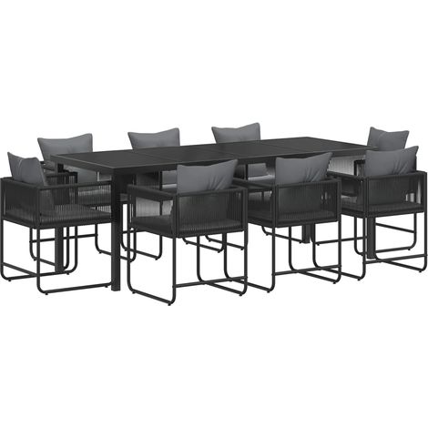 Set da Pranzo per Giardino 9 pcs Nero e antracite vidaXL