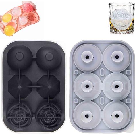 à glaçons 3 en 1 silicone avec couvercle, 6 cavités faciles démouler (1/5)