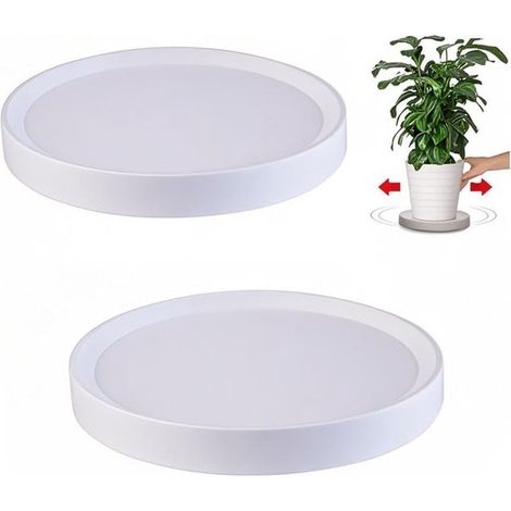 Lot de 2 supports à plantes mobiles avec roulettes dissimulées - Pour une utilisation intérieure et extérieure - Blanc - 22,6 cm (1/5)