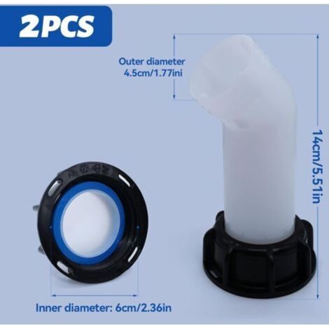 2 PCS Bec de Vidange avec Ecrou IBC, Buse de Réservoir d'eau Raccord S60x6 de RéServoir Buse Bouchon de Valve Valve Filetage IntéRieur Pour Réservoirs D'eau IBC (1/4)