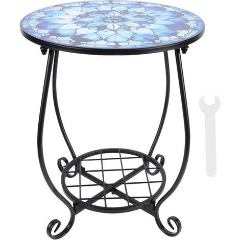 BelleRise - Table d’appoint ronde – Style C – Fer forgé décoratif – pour patio, balcon, jardin (1/5)