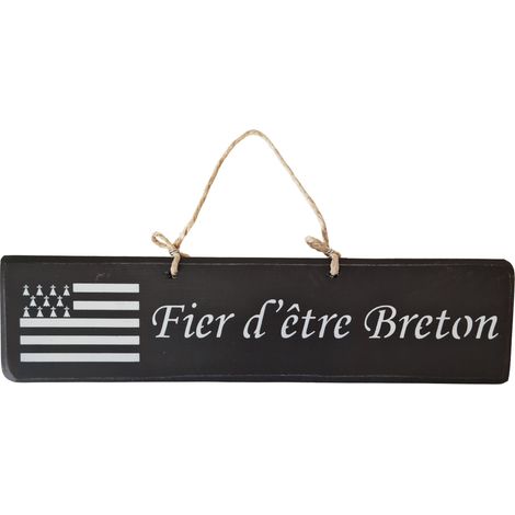 Plaque décorative bois noir - Fier d'être Breton (1/2)