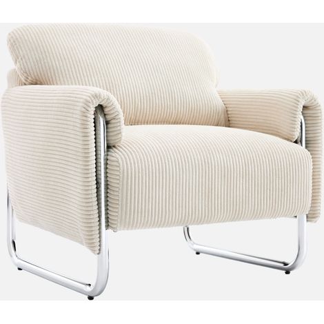 Poltrona vintage in velluto a coste con struttura cromata