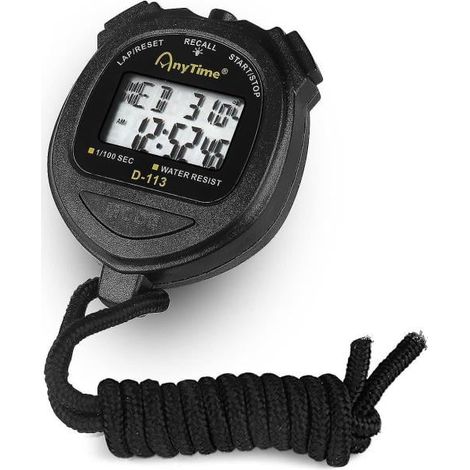 Chronomètre numérique étanche avec grand écran, minuteur compte à rebours et horloge, montre chronographe professionnelle de poche pour natation, course et athlétisme (1/4)