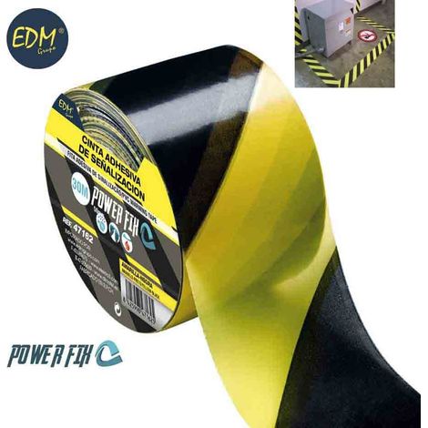 Gelb-schwarzes, selbstklebendes Markierungsband, 30 m x 50 mm, EDM