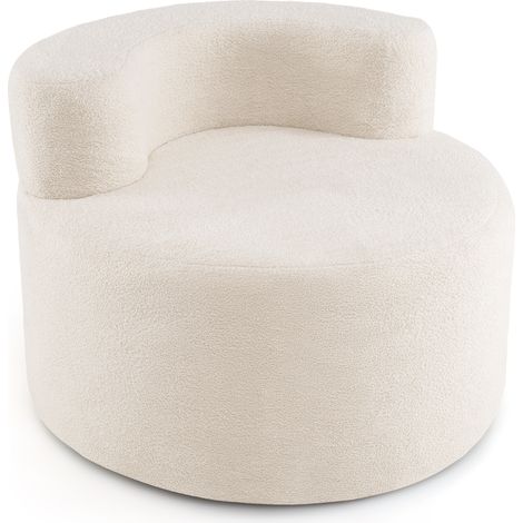 COSTWAY Moon Shaped Bean Bag Chair with Soft Teddy Fleece Cover and Curved Backrest White (1/5)