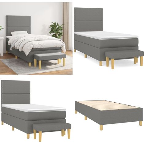 Boxspringbett mit Matratze Dunkelgrau 100x200 cm Stoff - Boxspringbett - Doppelbett - Bettenrahmen - Schlafraum - Wohnbereich - Home & Living (1/5)