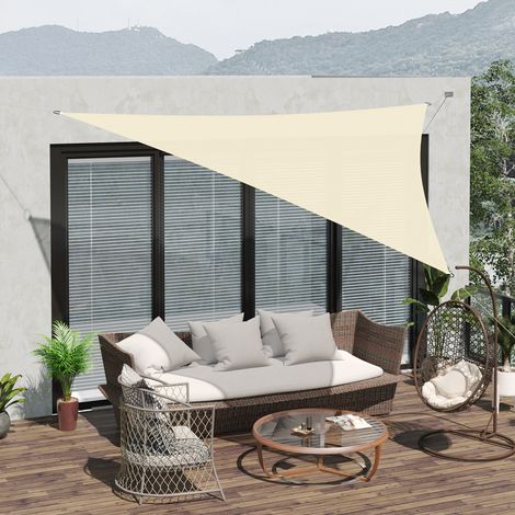 Dreieckiges Sonnenschutzzelt (Farbe: Creme, Größe: 6x6x6m)