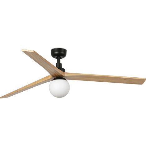FARO Ventilador de techo con luz acero negro mate Ø1500 mm 3 aspas de pino 1xE27 Tuya modelo Klim L (1/2)