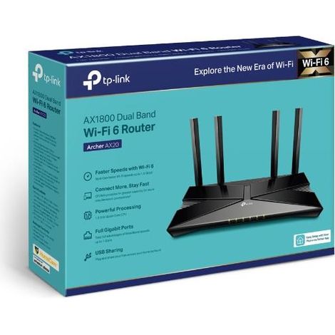 Tp-link archer ax20 router wireless gigabit ethernet dual-band (2.4 ghz/5 ghz) nero - TPLNE000187 (1/5)