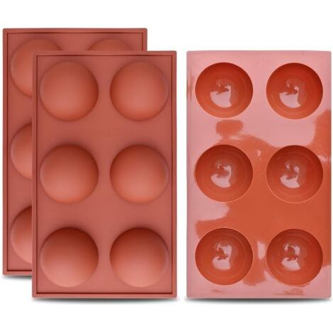 Silikon-Backformen – Set mit 2 halbkugelförmigen Formen (6 Mulden) – 29 x 17 x 3,5 cm – Ideal für die Herstellung von Kuchen und Pralinen