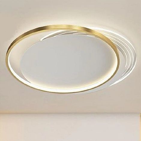 TrAdE Shop Traesio - Plafoniera Led 30 W Cerchio Oro Lampadario Da Soffitto Tondo Luce Naturale 70715 - (1/5)