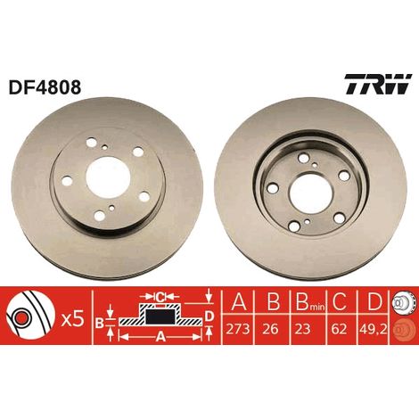 DISQUE DE FREIN AVANT DF4808 TRW (1/2)