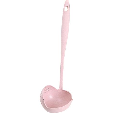 Straining Ladle Pink Simple 2 in 1 Durable Sturdy Spout Design Hanging Hole Soup Strainer Ladle for Hotpot Cooking Kitchen (1/5)