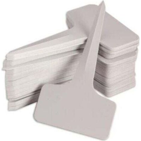 Étiquettes de jardin en plastique blanc 6 x 10 cm, forme T, lot de 100 pièces pour pépinières et potagers (1/5)