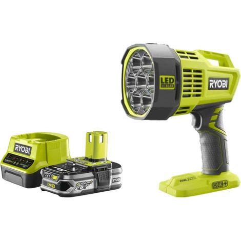 RYOBI 18V OnePlus R18SPL-0 Confezione di faretti LED a lungo raggio - 1 batteria da 2,5 Ah - 1 caricabatterie rapido RC18120-125