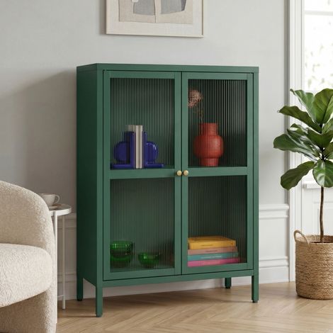 Aparador Säkylä con 2 puertas 84x64x35 cm - Verde abeto [en.casa] (1/5)