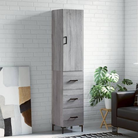 Buffet haut, Meuble de Rangement, Armoire de Cuisine Sogris 34,5x34x180 cm Bois d'ingénierie NKK40265 (1/5)