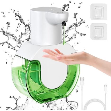 Distributeur automatique de savon douche Rechargeable USB Volume liquide réglable à niveaux support mural salle bain 430ml (1/4)