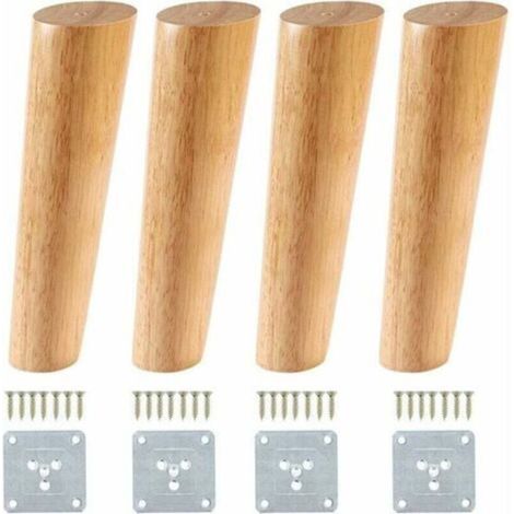 Jalleria 4 Pcs Pieds de Meuble Bois, Pieds de canapé Bois Massif 20cm, Jambes de Meuble Bois Oblique pour canapé, Commode et Armoire de Style Mid Century