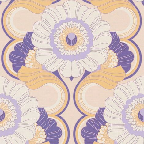 AS Creation 70's Retro Floral Chic Purple Wallpaper Textured Paste The Wall (1/4)
