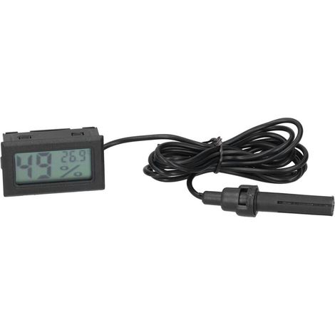 Misuratore di temperatura e umidità per interni, igrometro e termometro LCD -50℃ - 70℃, effetto visivo ottimale, mini dispositivo elettronico nero per serre - Crezuo