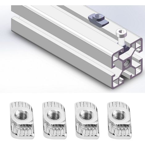 100 écrous en T filetés M4, norme européenne 30T, pour profilés en aluminium (1/5)