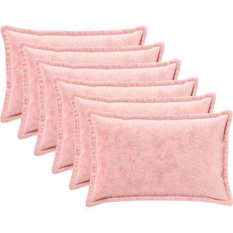 Throw Pillow 6 pcs HOUTEN Pink 40 x 60 cm Flannel vidaXL (1/5)