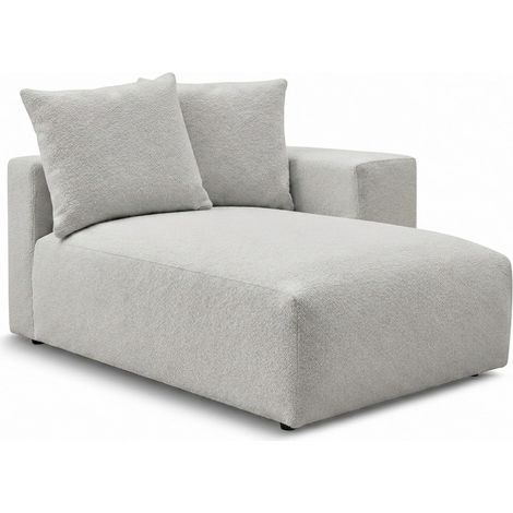 BOBOCHIC - Méridienne avec accoudoir pour canapé modulable VOLTAIRE tissu chiné Angle droit Gris clair (1/3)