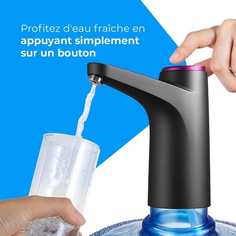 Distributeur d'eau en Bouteille Automatique - Chargeur USB, sans BPA, Eau Froide, 1500mAh, Matériau Silicone, Carafes-Bouteilles 4,5L 5L 7,5L 10L 11,3L 15L 18,9L Noire (2 Adaptateurs 3.8 & 4.8cm) (1/5)