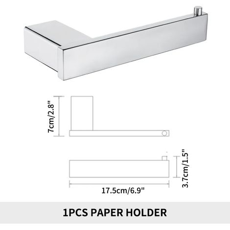 Porte-papier toilette mural en acier inoxydable avec étagère, porte-serviettes, barre de brosse WC, porte-papier toilette et porte-savon. (1/5)