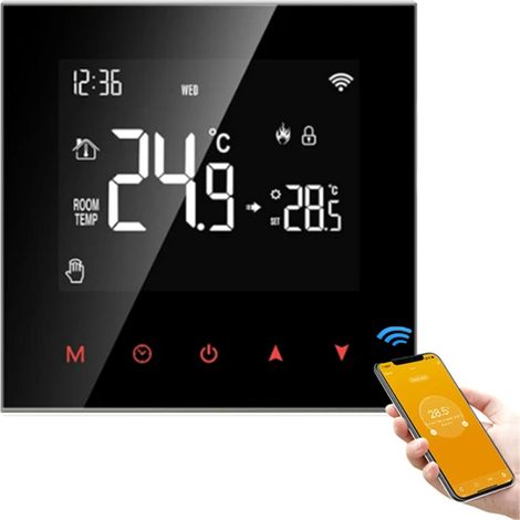 Termostato inteligente programable con conexión Wi-Fi y pantalla táctil LCD para calderas de agua/gas, compatible con Tuya/SmartLife. (1/5)