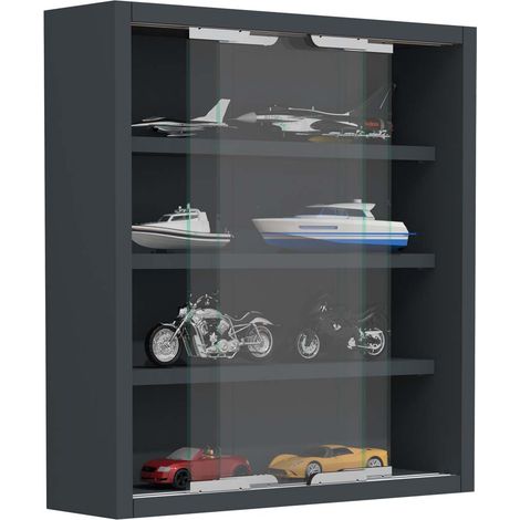Ebuy24 – Vitrine murale en verre Agisa S 40x37x10 cm – Portes coulissantes – 3 étagères pour 4 compartiments – Montage mural rapide