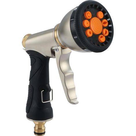 Pistolet d'arrosage de Jardin Métal, Pistolet à eau Haute Pression, 9 Modèles Réglables, pour l'Arrosage De La plantes, Lavage De Voiture (1/5)
