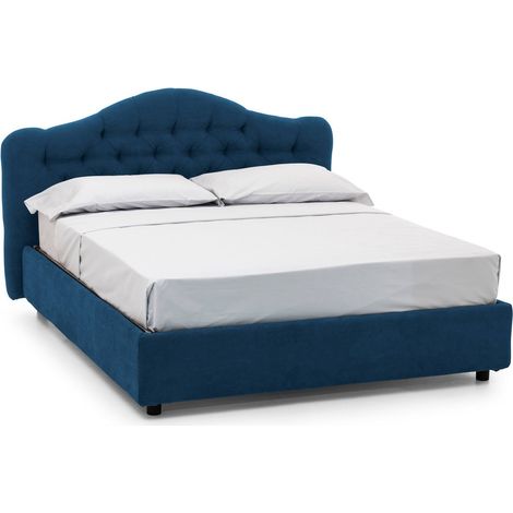 Letto Matrimoniale Arex, Letto Matrimoniale Sfoderabile, Contenitore Made in Italy, Dimensione Materasso 160x190 cm, blu