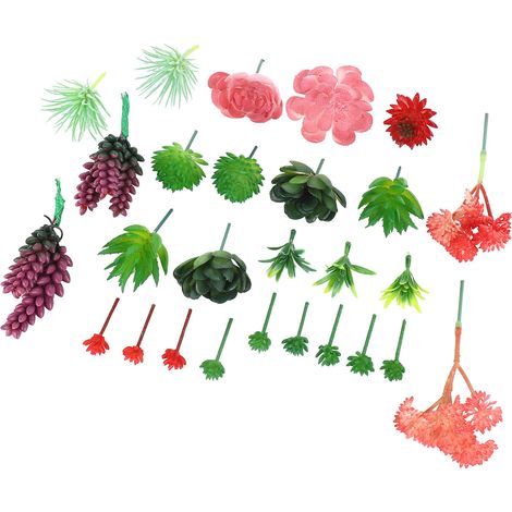 Ensemble de 27 plantes succulentes artificielles à monter soi-même, en PVC souple à la texture fine et réaliste, pour la décoration de votre chambre. (1/5)