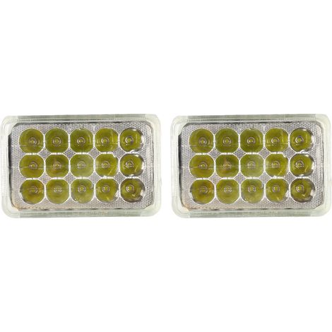 2 Stück rechteckige LED-Scheinwerfer mit 15 LEDs, hohe Helligkeit, energiesparendes Umrüstset für quadratische Scheinwerfer (1/5)