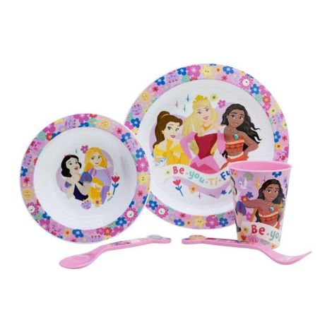 VAJILLA PLATO+ CUENCO,+VASO 260ML+CUBIERTOS 5PZ PRINCESS
