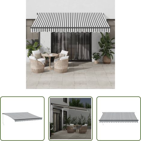 Terrassenmarkise - Markise Manuell mit LEDs Anthrazit & Weiß 400x350 cm (1/5)
