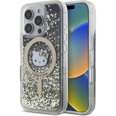 Custodia MagSafe Hello Kitty Liquid Glitter Fever per iPhone 16 Pro Max (Nero/Oro) (1/5)