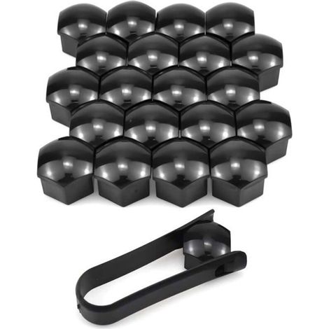 Cache Ecrou 19 mm,20 Pièces 19mm Boulon Ecrou Couvre,Capuchons Protection Hexagonal pour écrous De Roue,noir (1/5)