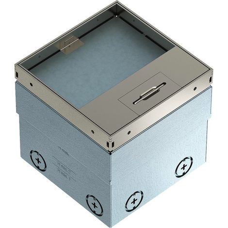 OBO Bettermann Caja de enchufe para suelo con base de enchufe VDE doble 140x140x110 acero inoxidable, inoxidable, 7368324